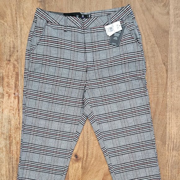 Y2K Volcom Frochickie Pants Women 30x27 Gray Plaid High Rise Ankle Fit NWT - Picture 1 of 8